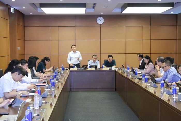 Đại tướng Lương Tam Quang, Bộ trưởng Bộ Công an, phát biểu tại phiên thảo luận tổ sáng 26/10. Ảnh: QH