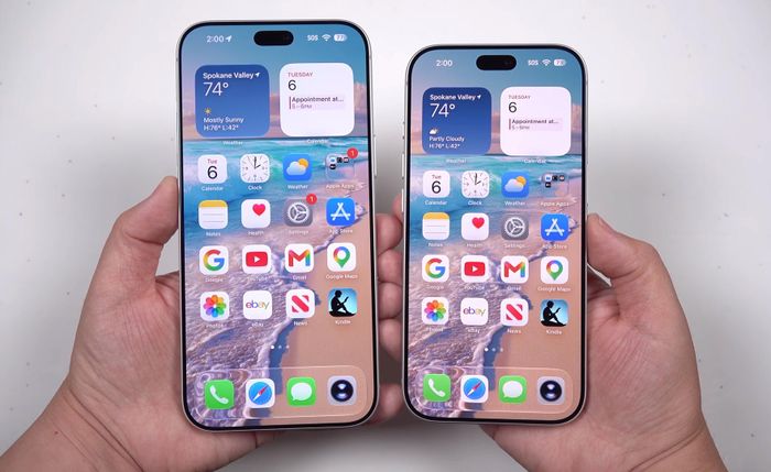 Màn hình iPhone 18 Pro Max và iPhone 18 Pro. Ảnh: YouTuber Erica Griffin