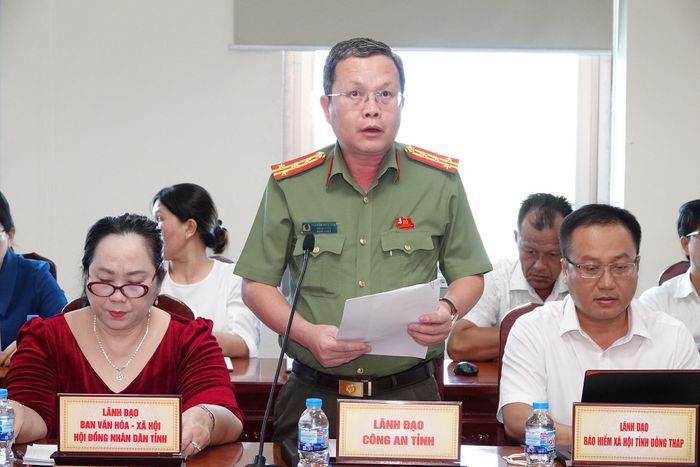 Đại tá Nguyễn Minh Tân, Phó Giám đốc Công an tỉnh Đồng Tháp, thông tin về việc xử lý các nội dung liên quan vụ sai phạm tại Công ty Petimex