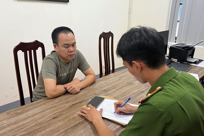 Đối tượng Nguyễn Văn Thái tại cơ quan điều tra. Ảnh: Công an tỉnh Lạng Sơn