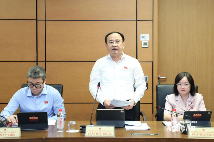 Đại biểu Trần Đức Thuận - Phó Chủ nhiệm Ủy ban Quốc phòng, An ninh và Đối ngoại của Quốc hội phát biểu thảo luận. Ảnh: Việt Anh