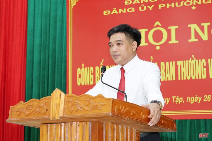 Đồng chí Phạm Văn Đức - tân Phó Bí thư Thường trực Tỉnh ủy phát biểu nhận nhiệm vụ.