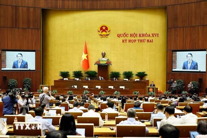 Sáng 26/10, Quốc hội đã nghe tóm tắt Tờ trình và Báo cáo thẩm tra về dự án Luật An ninh dữ liệu. (Ảnh: Doãn Tấn/TTXVN)