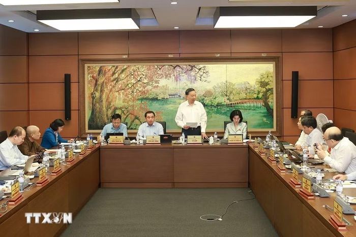 Tổng Bí thư, Chủ tịch nước Tô Lâm, đại biểu Quốc hội thành phố Hà Nội phát biểu. (Ảnh: Doãn Tấn/TTXVN)