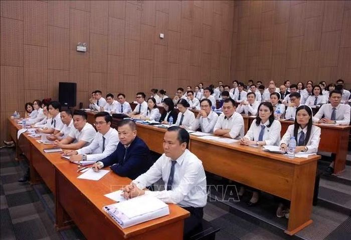Hơn 200 luật sư tham gia bào chữa cho các bị cáo tại phiên xét xử. Ảnh: Phạm Kiên/TTXVN