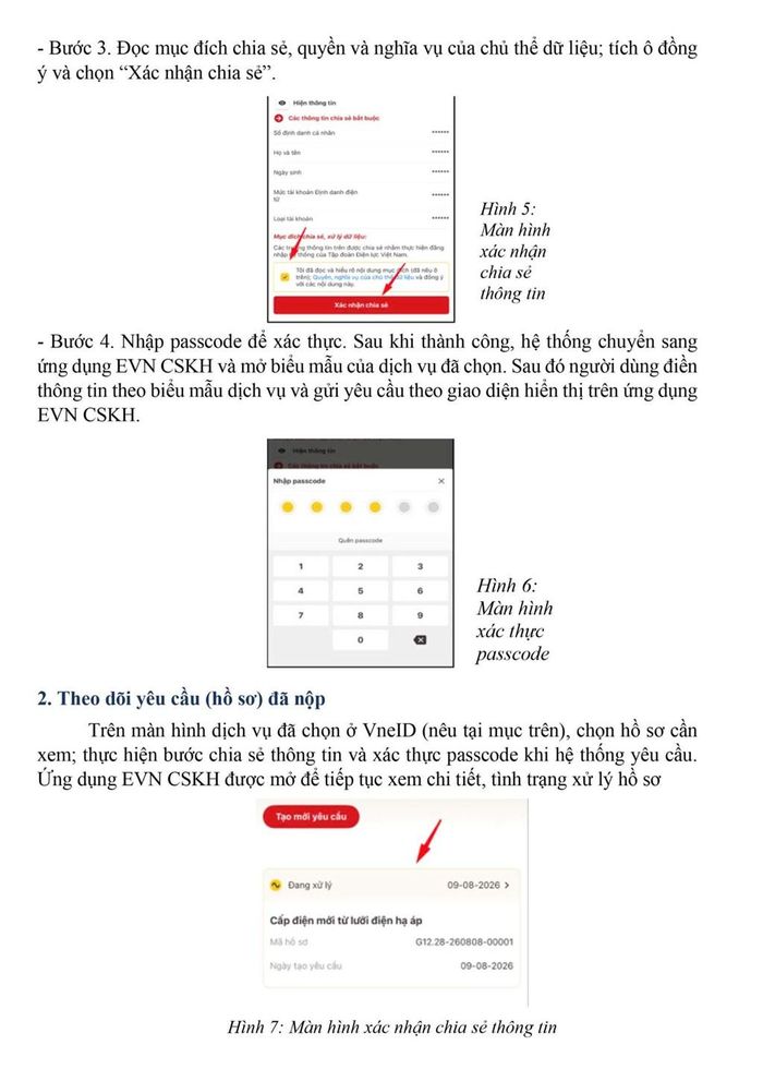 Các bước thực hiện dịch vụ điện trên VNeID. Nguồn: EVN
