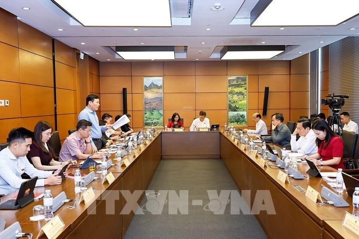 Đoàn đại biểu Quốc hội các tỉnh Phú Thọ và Cà Mau thảo luận ở tổ. Ảnh: Doãn Tấn - TTXVN