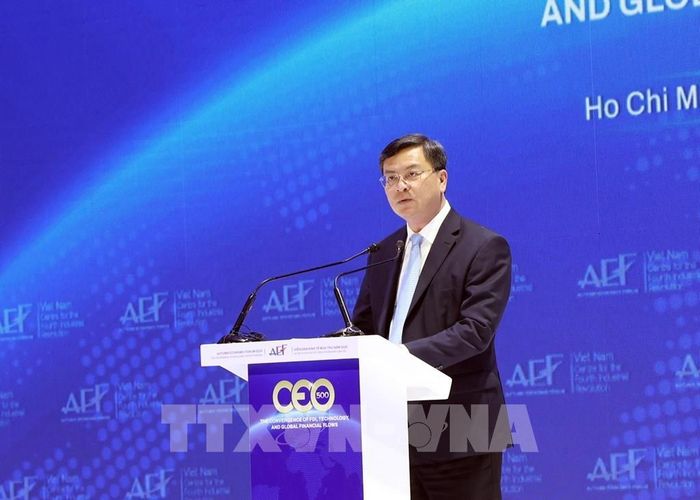 Ông Nguyễn Công Vinh, Phó Chủ tịch UBND Thành phố Hồ Chí Minh phát biểu khai mạc CEO 500. Ảnh: Xuân Khu - TTXVN