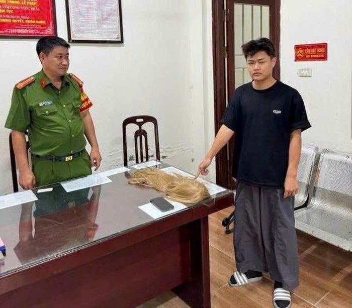 Đối tượng Nguyễn Hoàng Huy tại Cơ quan Công an.