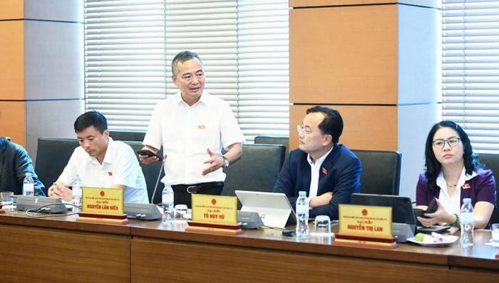 Đại biểu Quốc hội Nguyễn Lân Hiếu, Đoàn ĐBQH TP. Hà Nội, Giám đốc Bệnh viện Đại học Y Hà Nội, phát biểu