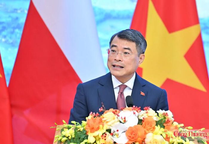 Thủ tướng Lê Minh Hưng phát biểu tại gặp gỡ báo chí hai nước. 