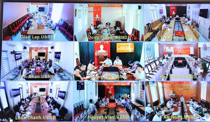 Các điểm cầu dự hội nghị (Ảnh chụp màn hình).