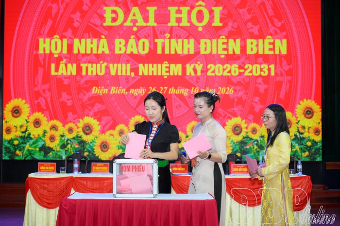 Hội viên bỏ phiếu bầu Ban Chấp hành Hội Nhà báo tỉnh khóa VIII, nhiệm kỳ 2026 - 2031.