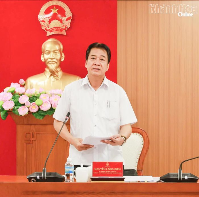 Phó Chủ tịch Thường trực UBND tỉnh Nguyễn Long Biên phát biểu kết luận cuộc họp.