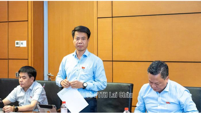 Đại biểu Hoàng Quốc Khánh, Phó Trưởng đoàn chuyên trách Đoàn đại biểu Quốc hội tỉnh Lai Châu phát biểu thảo luận.