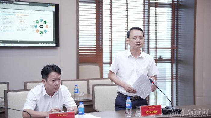Lãnh đạo Sở Tài chính phát biểu thảo luận tại cuộc họp.