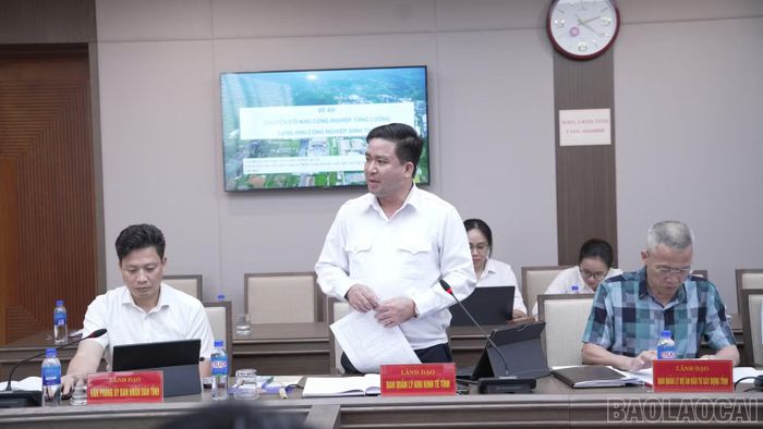 Lãnh đạo Ban Quản lý Khu kinh tế tỉnh báo cáo tình hình triển khai, hoàn thiện Đề án chuyển đổi Khu công nghiệp Tằng Loỏng sang khu công nghiệp sinh thái.