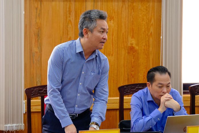 Ông Nguyễn Quang Hiệp, Chủ tịch UBND xã Hiệp Thạnh phát biểu tại buổi làm việc