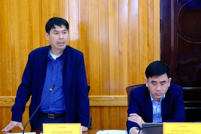 Ông Lê Bình Minh, Phó Giám đốc Sở Tài chính phát biểu tại buổi làm việc