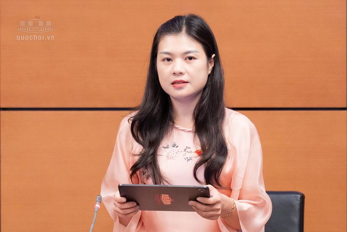 Đại biểu Nguyễn Thị Bích Đào, Giáo viên Tin học trường THPT chuyên Lê Hồng Phong, tỉnh Ninh Bình phát biểu thảo luận.