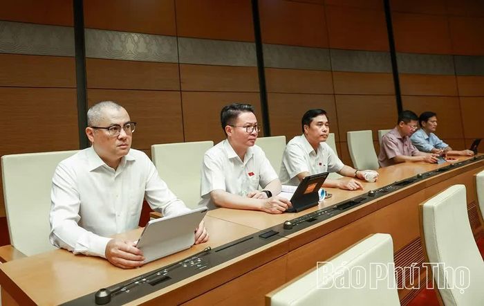 Đồng chí Bí thư Tỉnh ủy, Trưởng Đoàn ĐBQH tỉnh Phạm Đại Dương và các đại biểu dự họp tại hội trường.