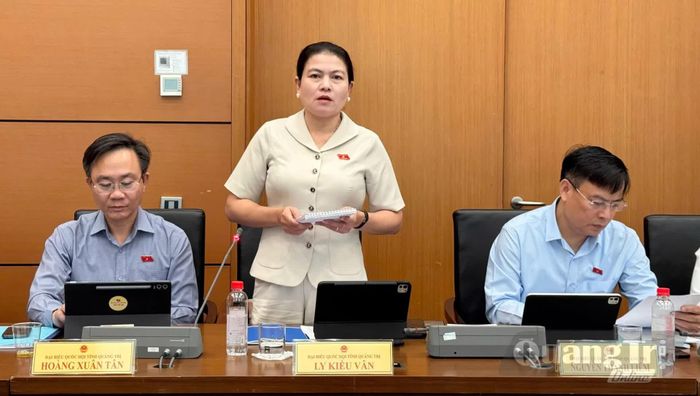 Đồng chí Ly Kiều Vân, Ủy viên Ban Thường vụ Tỉnh ủy, Trưởng ban Nội chính Tỉnh ủy thảo luận về dự thảo Luật Xử lý vi phạm hành chính (sửa đổi) - Ảnh: C.T.V