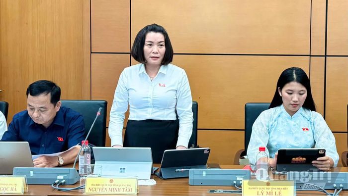 Đồng chí Nguyễn Minh Tâm, Phó trưởng đoàn chuyên trách Đoàn đại biểu Quốc hội tỉnh thảo luận về dự thảo Luật Xử lý vi phạm hành chính (sửa đổi) - Ảnh: C.T.V