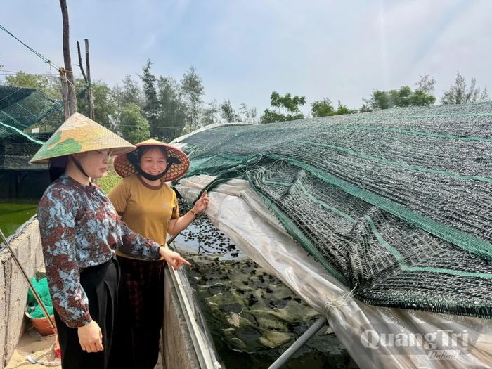 Lãnh đạo Hội Liên hiệp Phụ nữ xã Sen Ngư thường xuyên thăm hỏi, động viên, khuyến khích các mô hình phát triển kinh tế của chị em phụ nữ trên địa bàn - Ảnh: NVCC