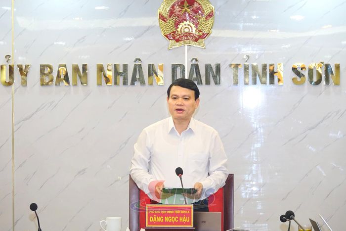 Đồng chí Đặng Ngọc Hậu phát biểu kết luận cuộc làm việc. 