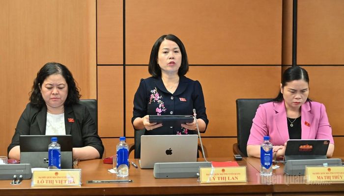 ĐBQH Lý Thị Lan phát biểu thảo luận tại tổ.