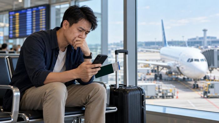 Minh họa ảnh hưởng của việc tạm hoãn xuất cảnh đến kế hoạch đi lại của người dân. (Ảnh có sử dụng AI).