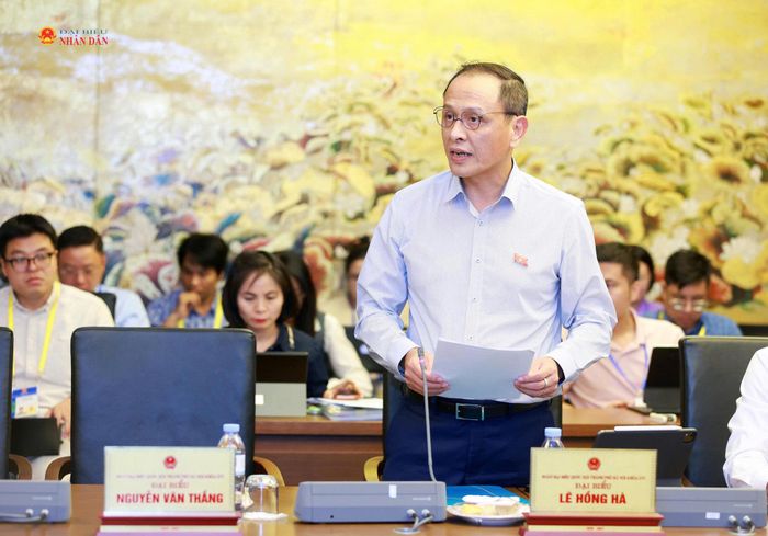 ĐBQH Lê Hồng Hà phát biểu tại phiên họp tổ. Ảnh: Văn Tuyến
