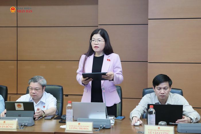 ĐBQH Lương Thị Hoa (Thanh Hóa) phát biểu thảo luận tổ