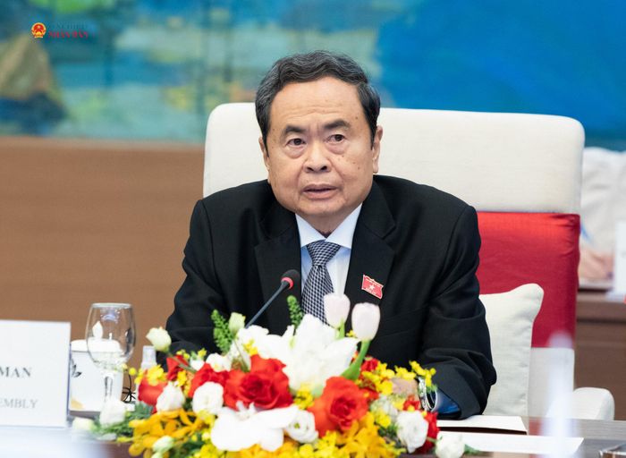Chủ tịch Quốc hội Trần Thanh Mẫn phát biểu tại cuộc hội kiến