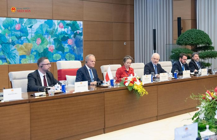 Thủ tướng Cộng hòa Ba Lan Donald Tusk phát biểu tại cuộc hội kiến
