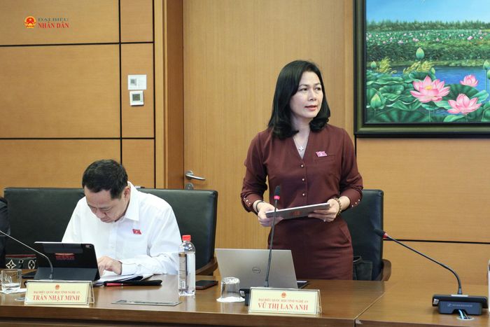 ĐBQH Vũ Thị Lan Anh (Nghệ An) phát biểu.