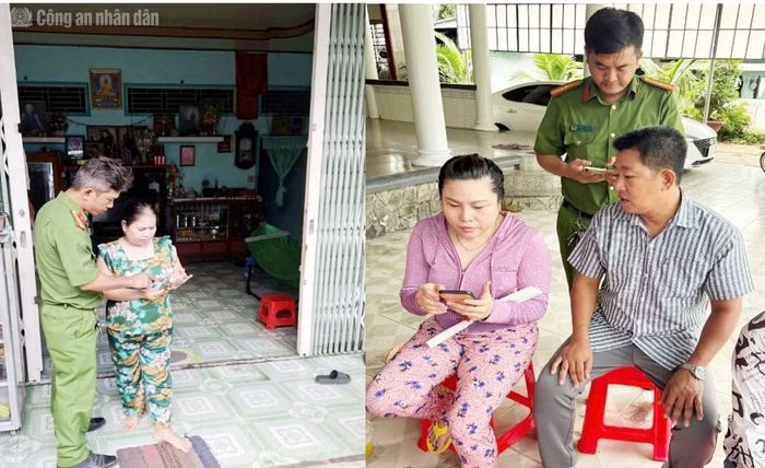 Cảnh sát khu vực Công an phường Ô Môn phối hợp với Ban nhân dân khu vực đến từng hộ dân để hướng dẫn sử dụng dịch vụ số.