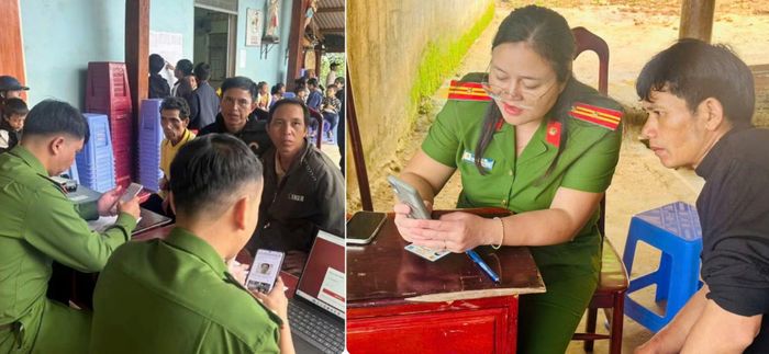 Công an xã Xốp hướng dẫn người dân thực hiện các thủ tục hành chính trên môi trường số.