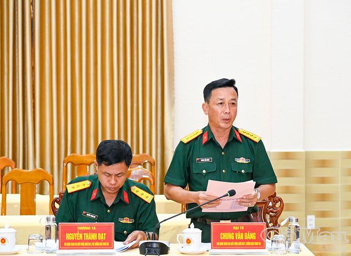 Đại tá Chung Văn Đăng, Thanh tra viên, Phó Chánh Thanh tra Quốc phòng Quân khu 9, Trưởng đoàn thanh tra, phổ biến kế hoạch và nội dung thanh tra.
