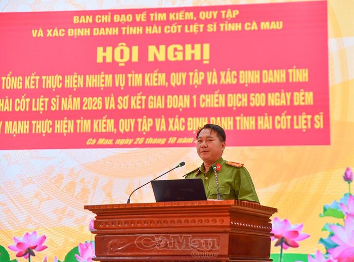 Thượng tá Lê Quốc Cường, Phó Trưởng phòng Cảnh sát Quản lý hành chính về trật tự xã hội, Công an tỉnh, thông tin các giải pháp thực hiện công tác thu nhận mẫu ADN thân nhân liệt sĩ.