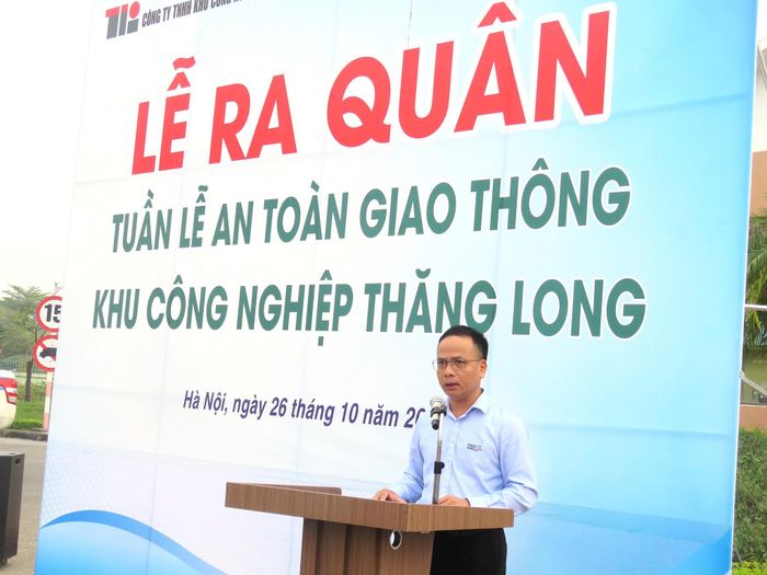 Đại diện Công ty TNHH Khu công nghiệp Thăng Long phát biểu tại chương trình. Ảnh: PV