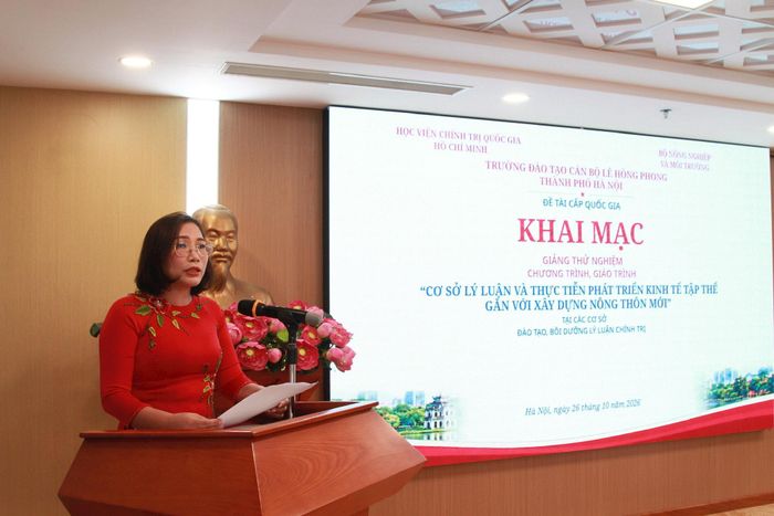 TS Trần Thị Thái, Chủ nhiệm đề tài phát biểu tại chương trình. Ảnh: PV.