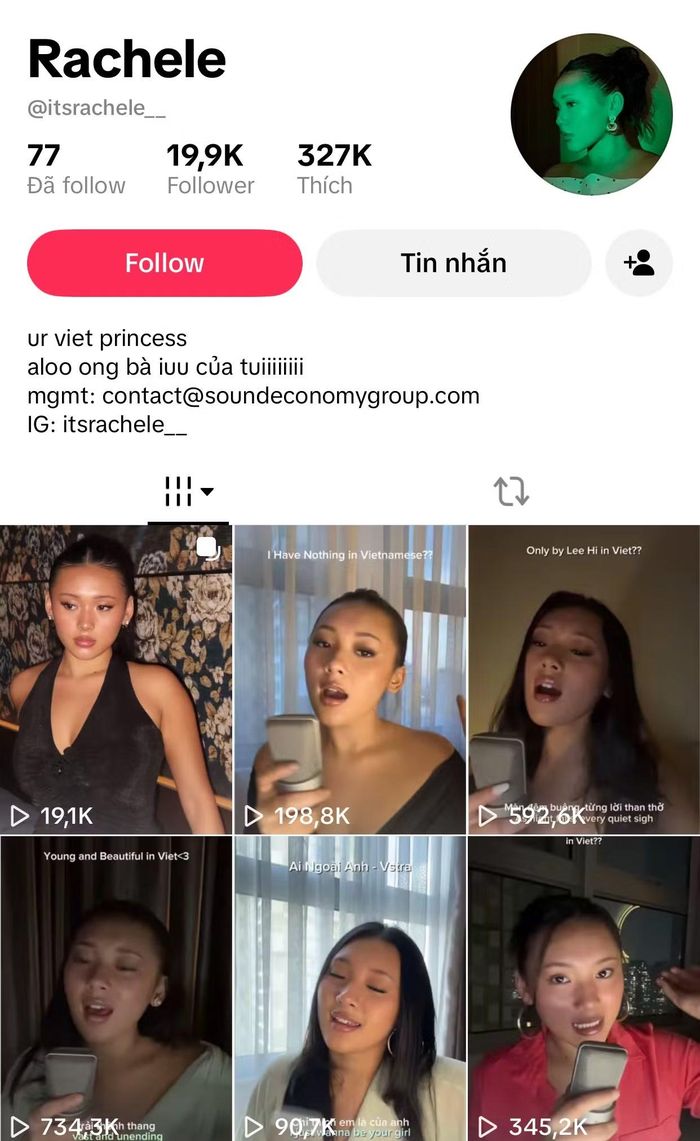  Kênh TikTok của Rachele Nguyễn 