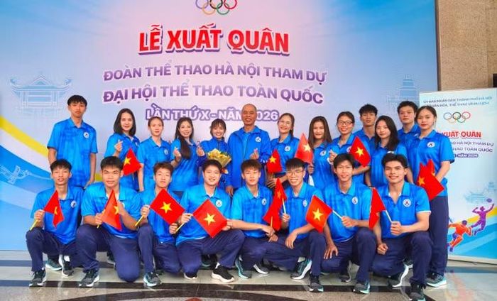 Các VĐV thể thao Hà Nội hứng khởi xuất quân, sẵn sàng chinh phục Đại hội (Ảnh: T.M)