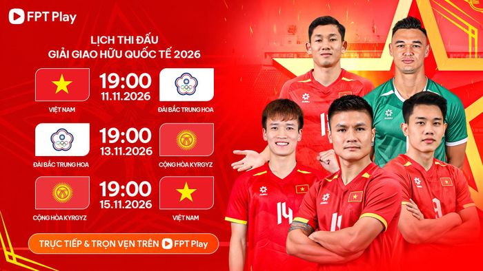 Tuyển Việt Nam có hai trận giao hữu với Đài Bắc Trung Hoa và Kyrgyzstan trên sân Thiên Trường, nhằm chuẩn bị cho Asian Cup 2027.