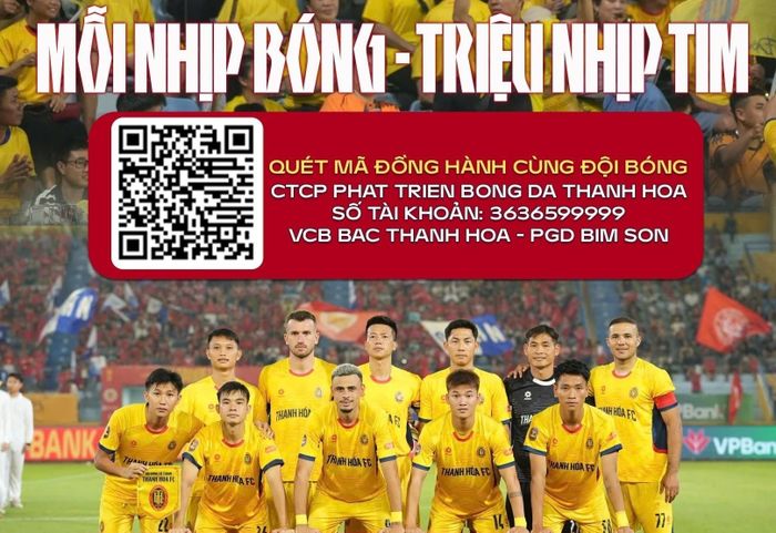 Mã QR được CLB Thanh Hóa đăng tải để kêu gọi ủng hộ. Ảnh: Thanh Hóa FC. 