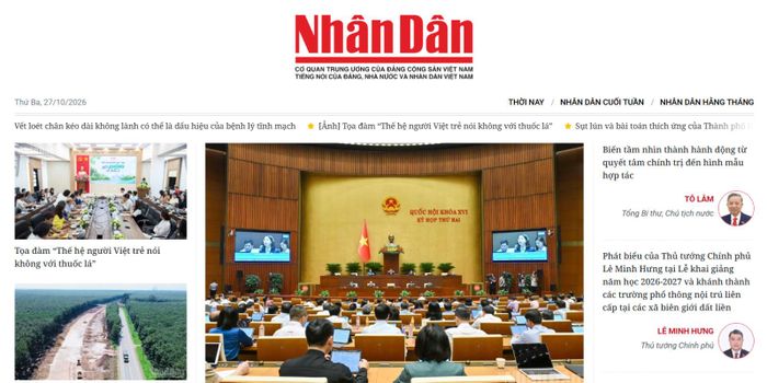 Trang chủ Báo Nhân Dân điện tử.