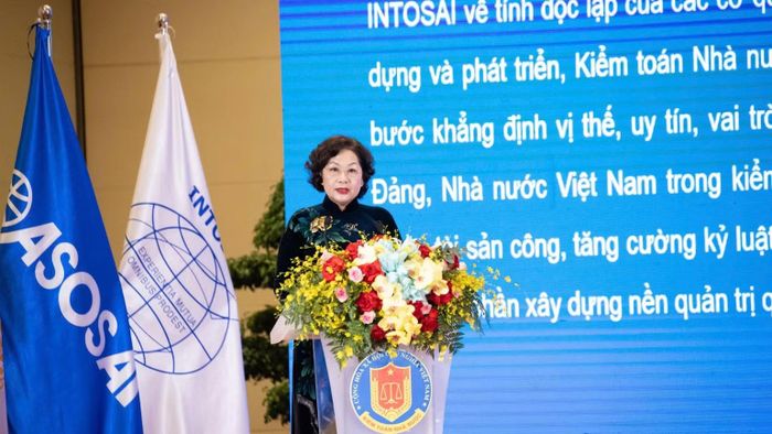 Phó Chủ tịch Quốc hội Nguyễn Thị Hồng đánh giá cao sáng kiến tổ chức Hội thảo của Kiểm toán nhà nước Việt Nam. (Ảnh: N.Ý)