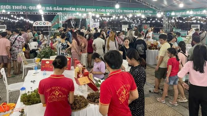 Không gian trưng bày sâm, dược liệu tại Lễ hội sâm Ngọc Linh và dược liệu quốc tế Đà Nẵng. (Ảnh: C.T)