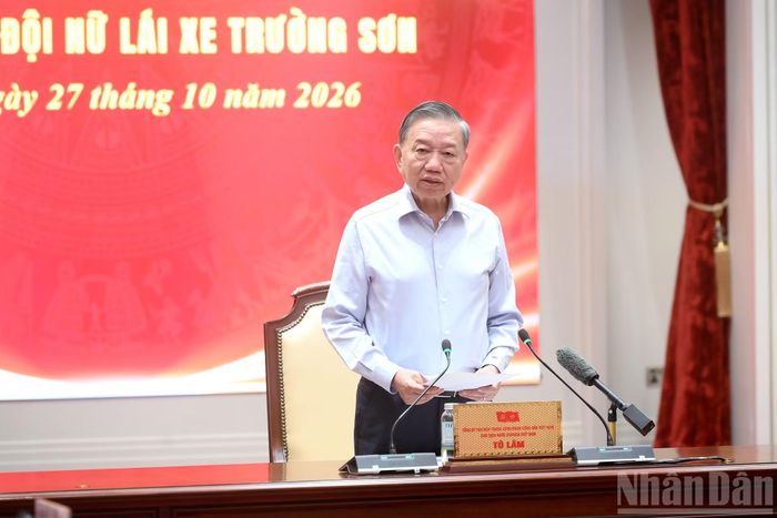 Tổng Bí thư, Chủ tịch nước Tô Lâm phát biểu tại cuộc gặp mặt Đại đội nữ lái xe Trường Sơn.